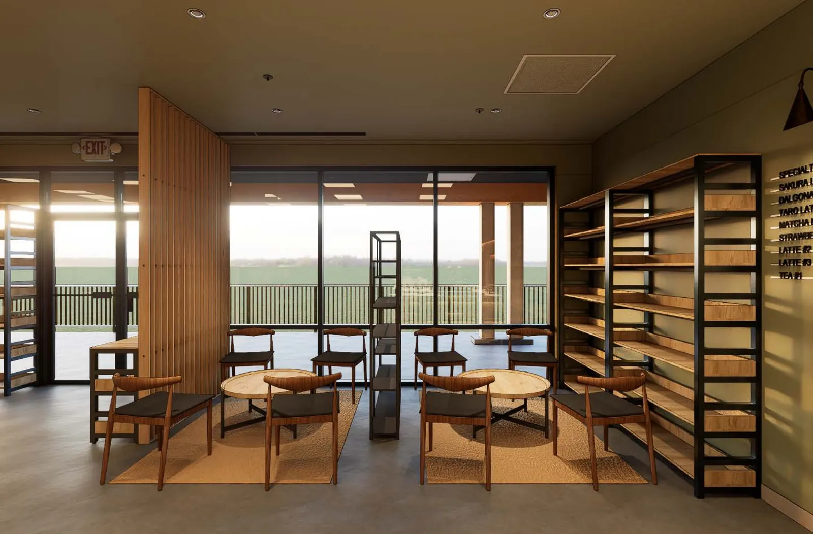 Rendering of a reading nook with red rock views at Novel Escape